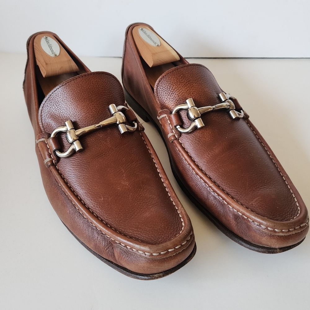 Salvatore Ferragamo Brown Leather Cancun Loafers Sz 10 D